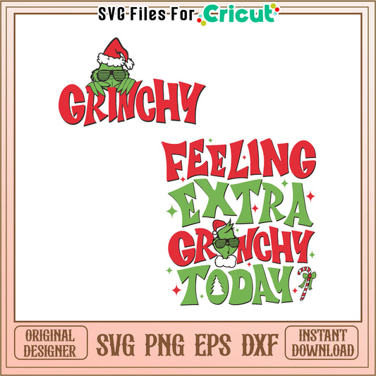 Feeling extra grinchy today svg, grinch christmas lights​ svg