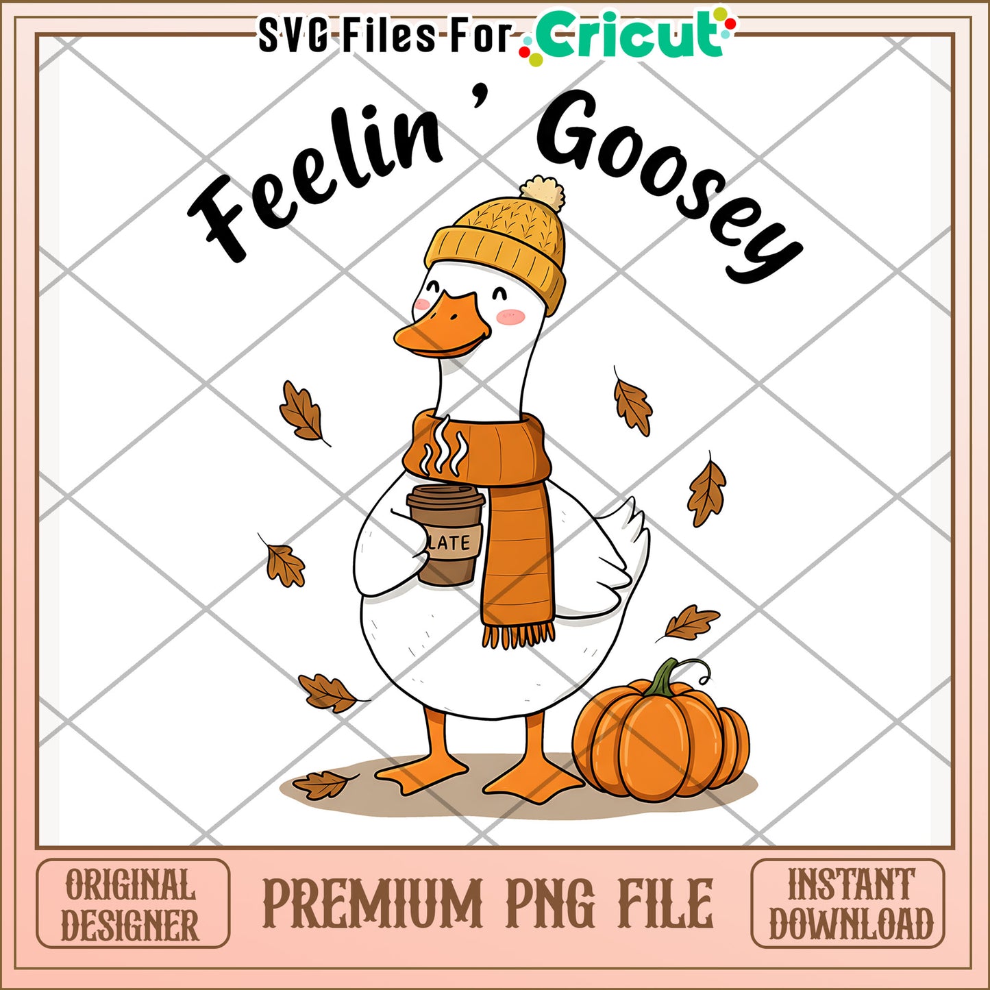 Feeling goozy autumm goose design png, fall goose png, cozy autumn png