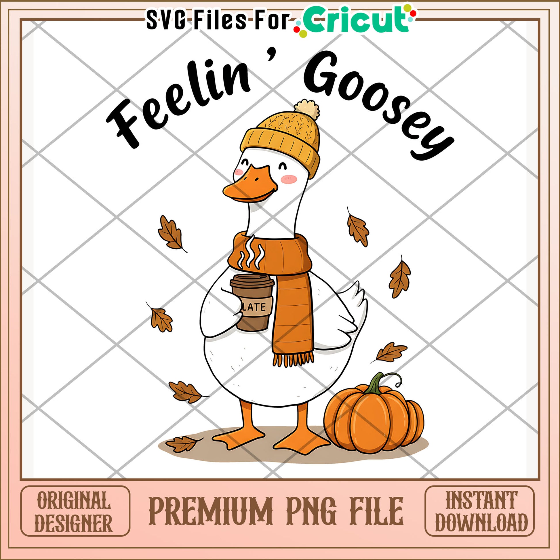 Feeling goozy autumm goose design png, fall goose png, cozy autumn png