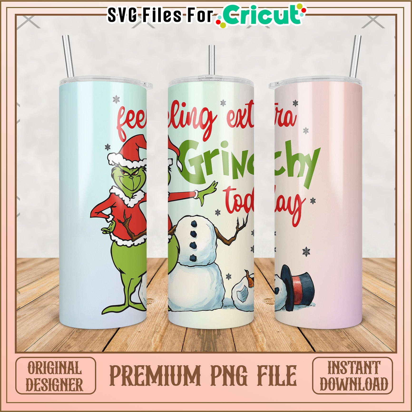 Feeling grinchy today tumbler png, grinch christmas​​ png, christmas tree​​ png