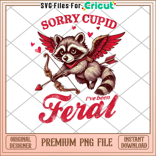 Feral Raccoon Cupid PNG Valentine Design