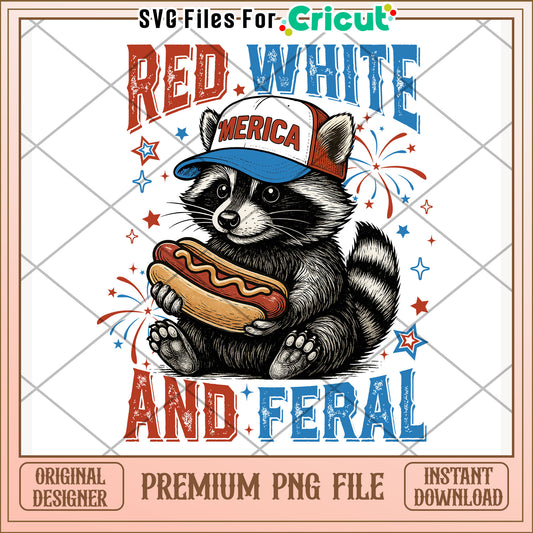 Feral and red white png, bold design png, patriotic colors png