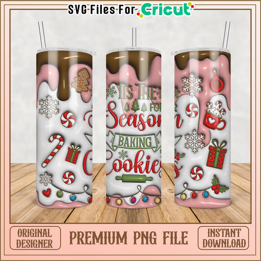 Festive Baking Cookies Tumbler PNG Design for Cricut Crafting