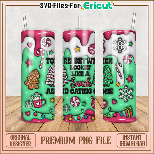 Festive Candy Cane Tumbler Design PNG for Cricut DIY Projects