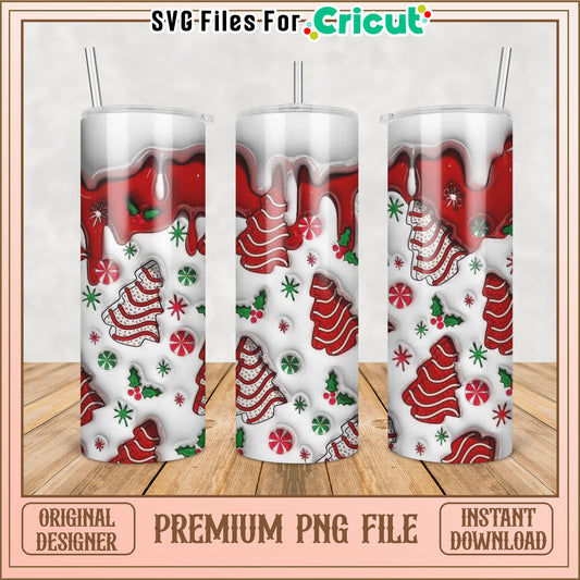 Festive Christmas Tree Tumbler PNG Design for Cricut Projects