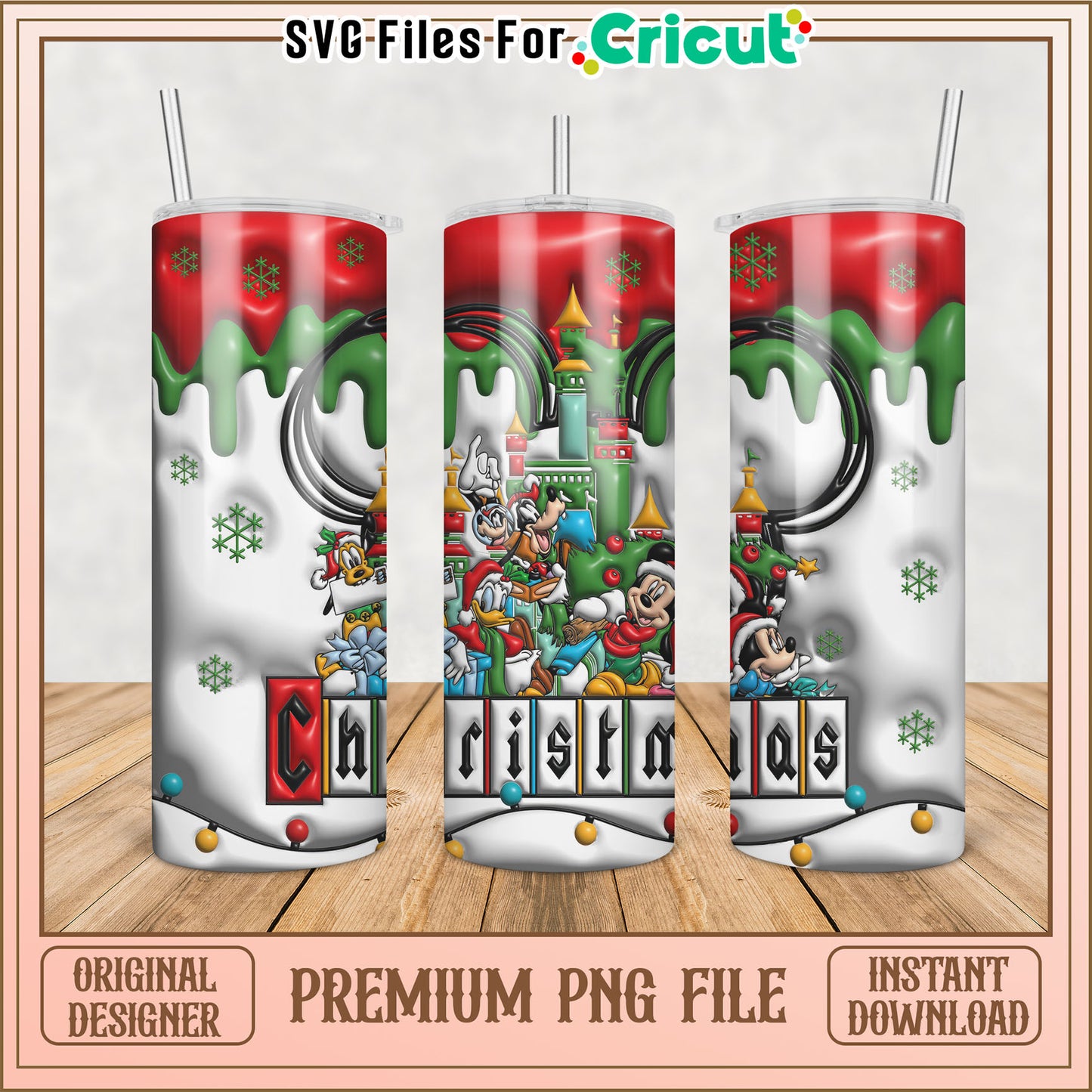Festive Christmas Tumbler Design for Cricut Printable PNG File