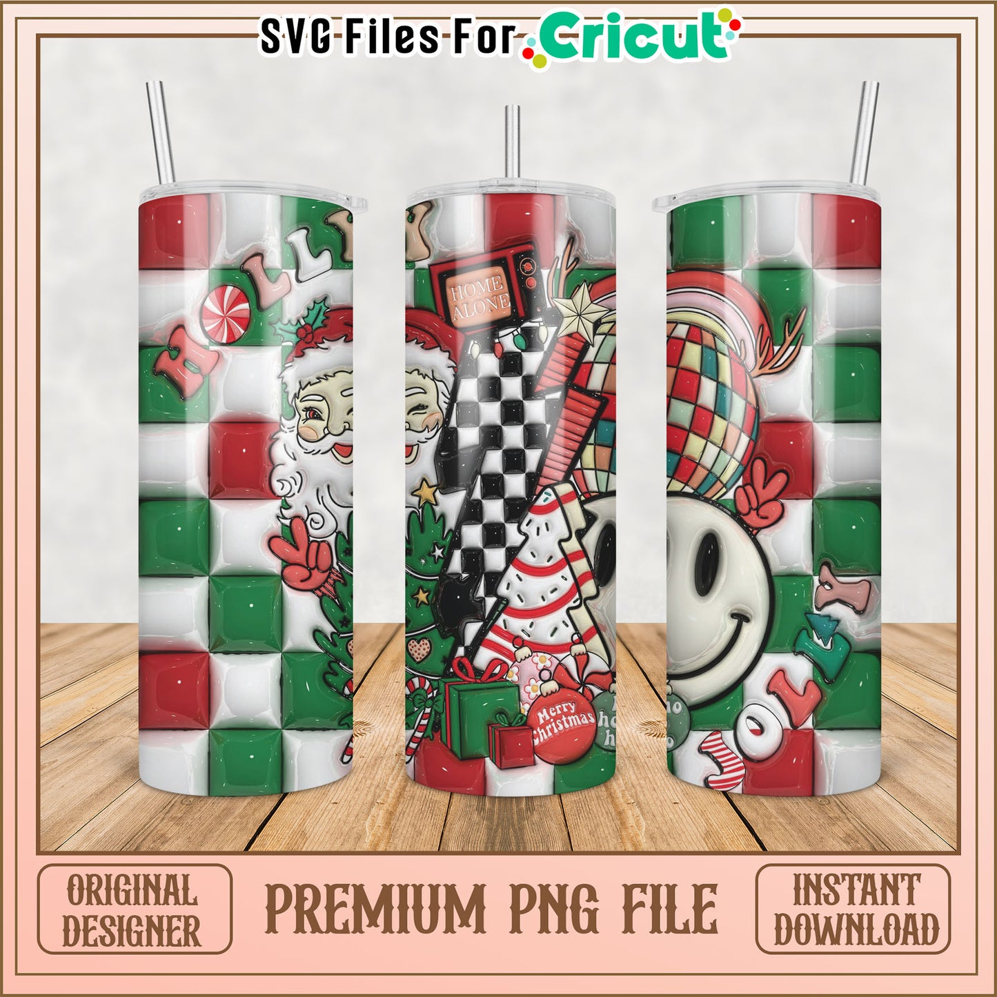 Festive Christmas Tumbler PNG Design for Cricut Users Online Download