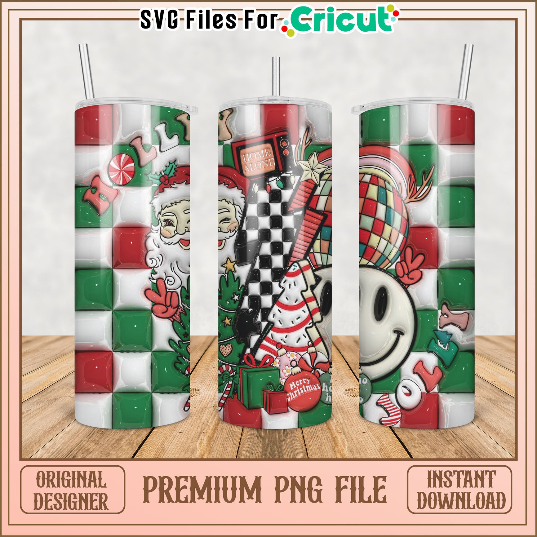 Festive Christmas Tumbler PNG Design for Cricut Users Online Download