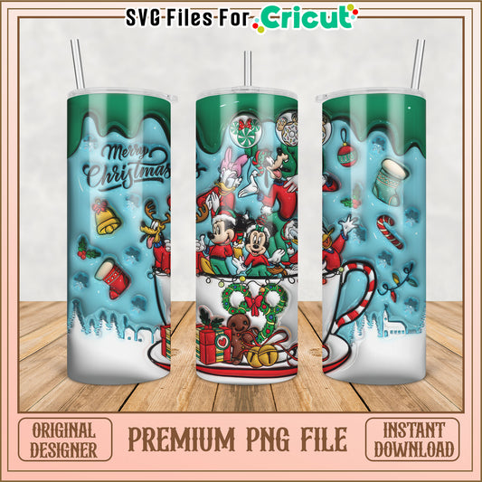 Festive Christmas Tumbler PNG File for Cricut Instant Download
