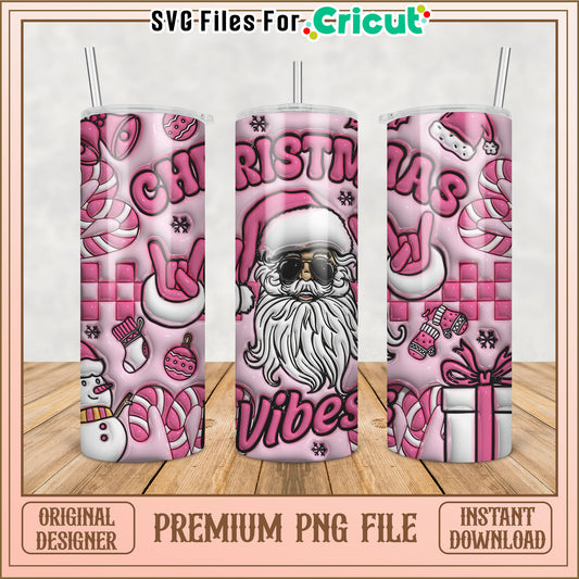 Festive Christmas Vibes Tumbler Design PNG for Cricut Crafting
