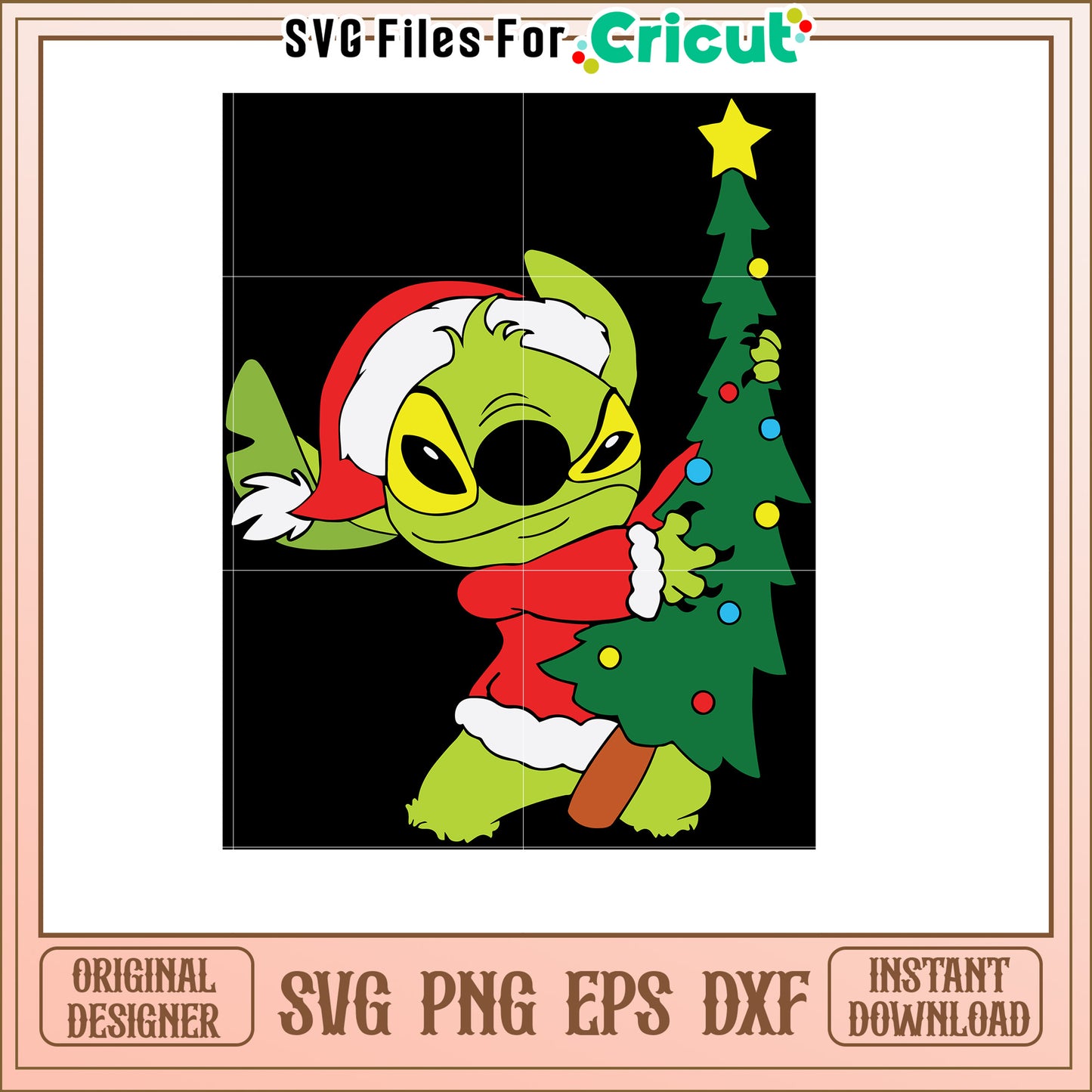 Festive Green Character With Christmas Tree SVG File Design