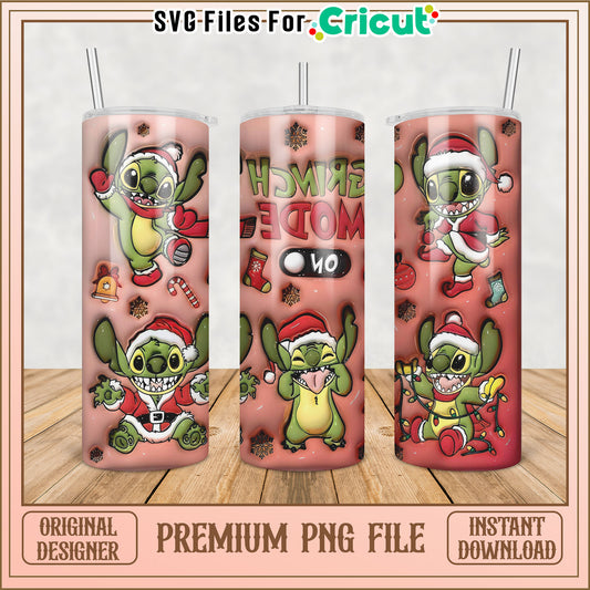 Festive Grinch Inspired Tumbler Design PNG for Cricut Crafting
