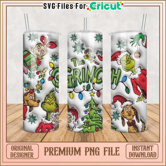 Festive Grinch Tumbler PNG Design for Cricut Lovers and Crafters