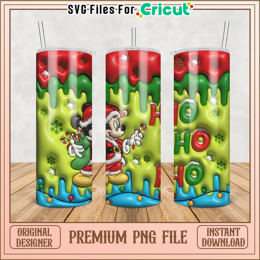 Festive Mickey Mouse Christmas Tumbler Design PNG File Download