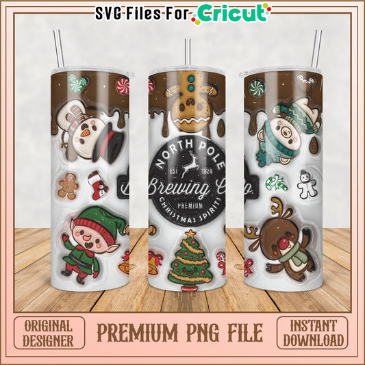 Festive North Pole Tumbler Design PNG for Holiday Crafts and Decor