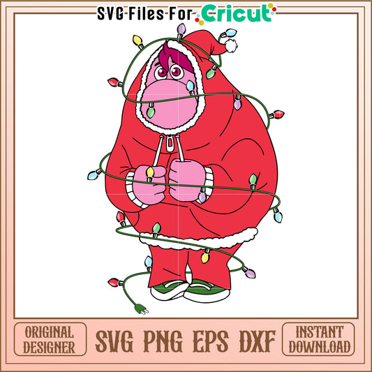 Festive Santa Character with Christmas Lights SVG Design Download