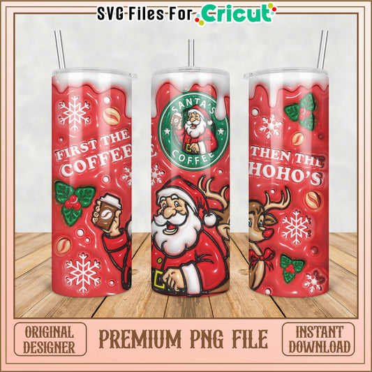 Festive Santa Coffee Tumbler Design PNG for Cricut Users