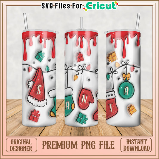 Festive Santa Tumbler PNG Design for Holiday Crafts and Gifts