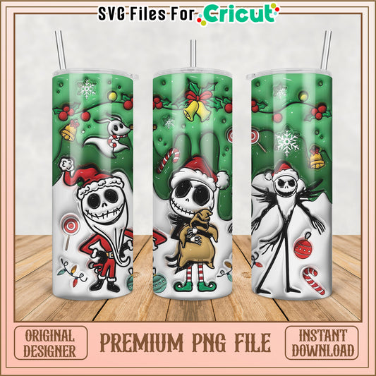 Festive Skeleton Tumbler Design PNG for Cricut Crafting Download