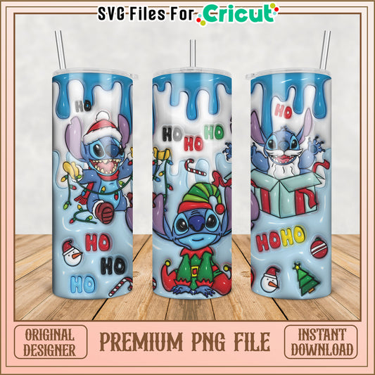 Festive Stitch Character Tumbler PNG Design for Cricut Crafting