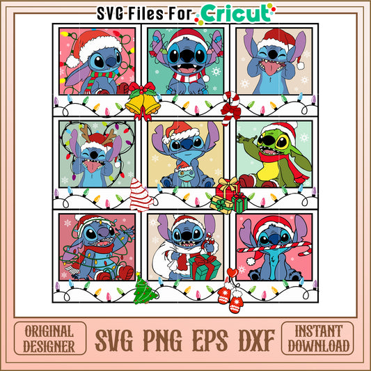 Festive Stitch SVG Design with Cute Holiday Stitch Characters