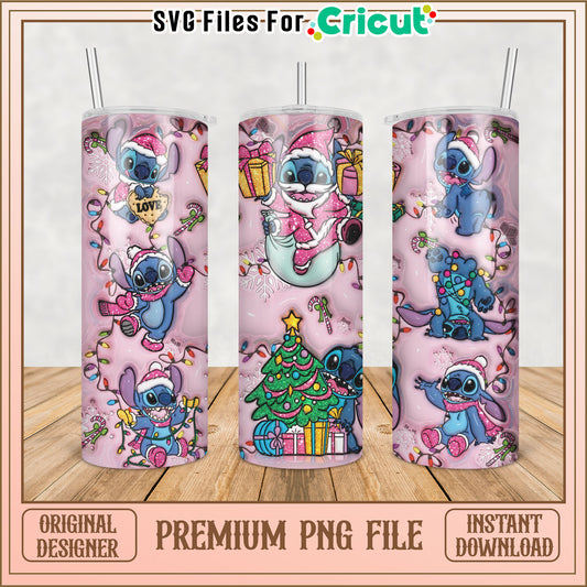 Festive Stitch Tumbler PNG Design for Cricut Instant Download