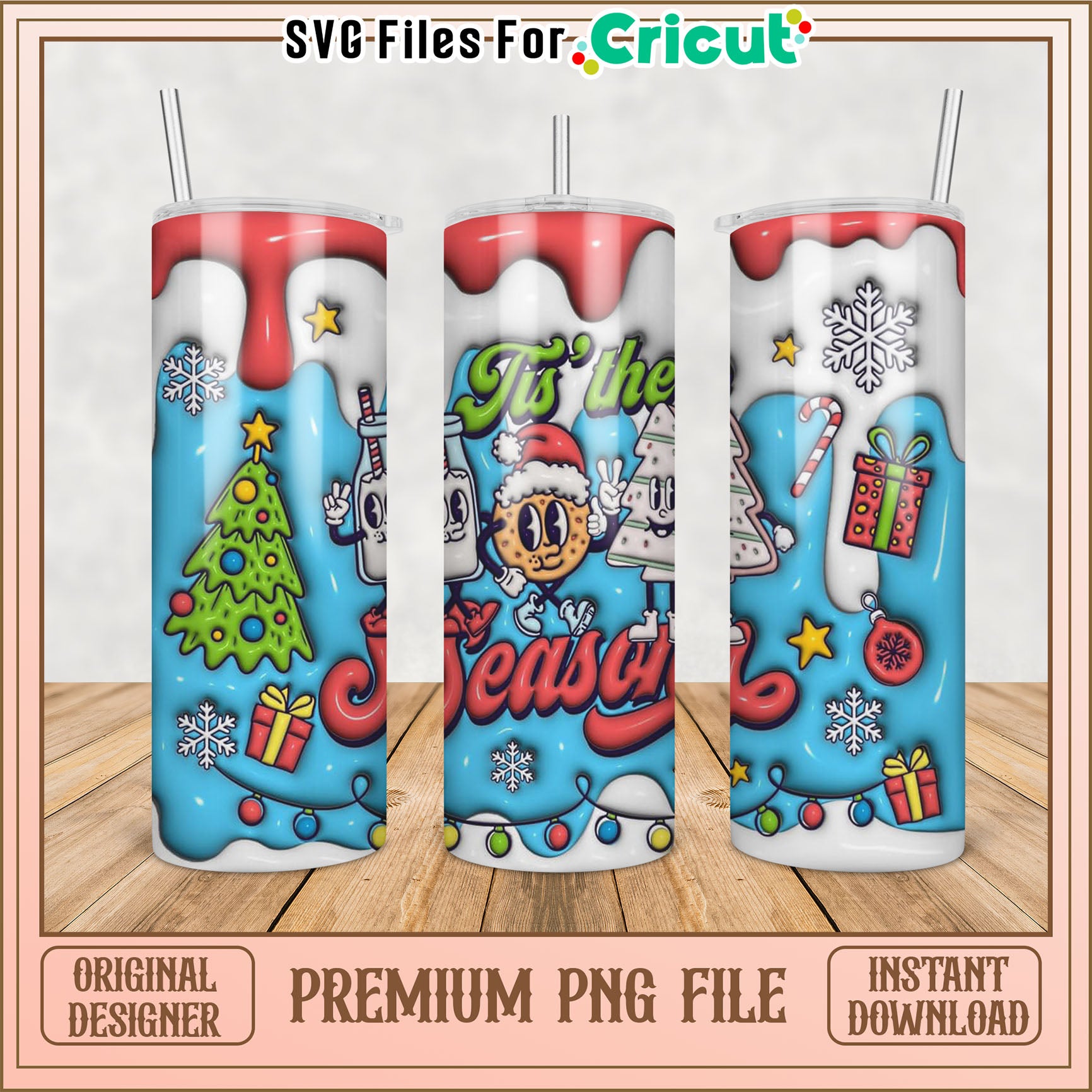 Festive Tumbler Design PNG for Christmas Crafts and Decorations