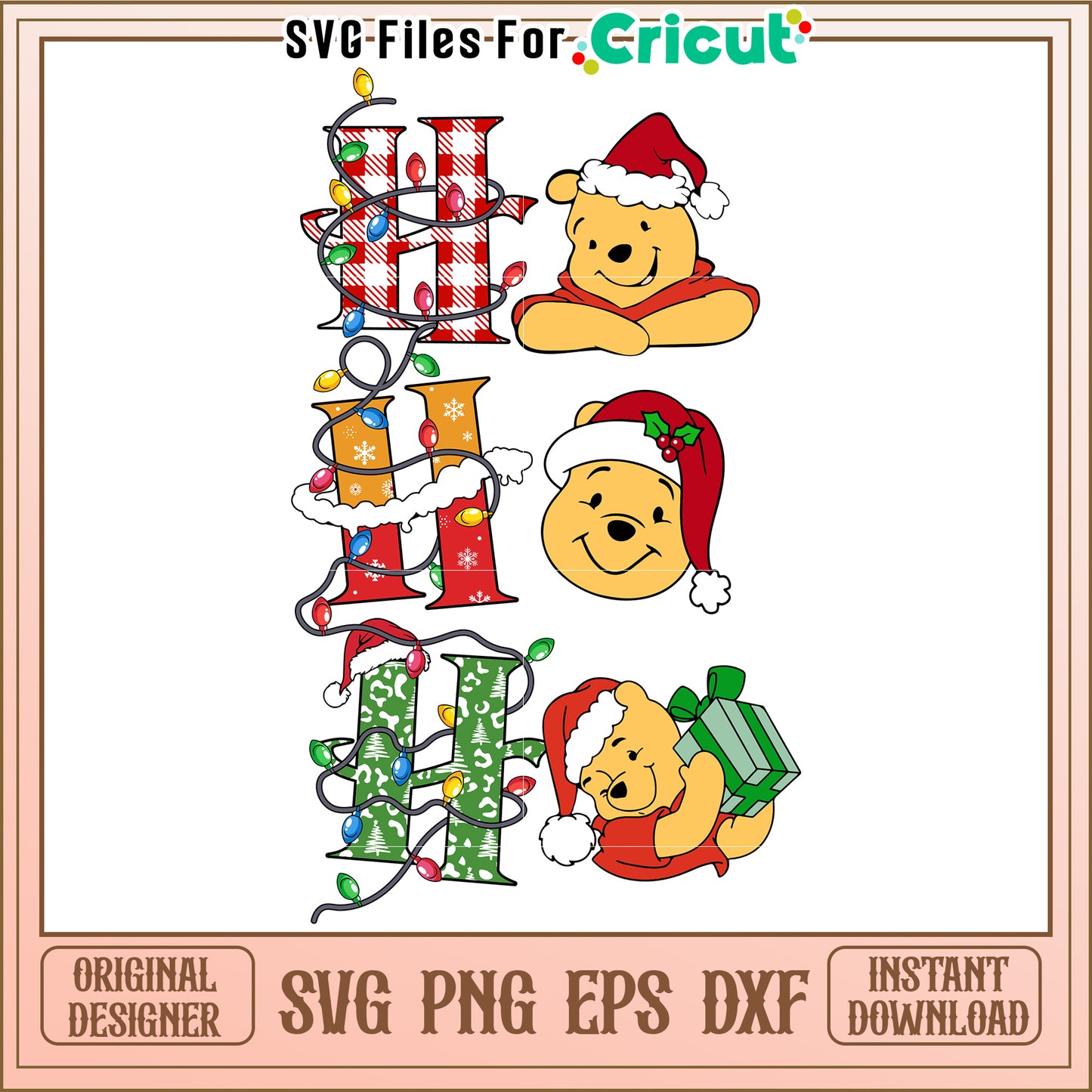 Festive Winnie the Pooh SVG Design for Holiday Crafts and Decor