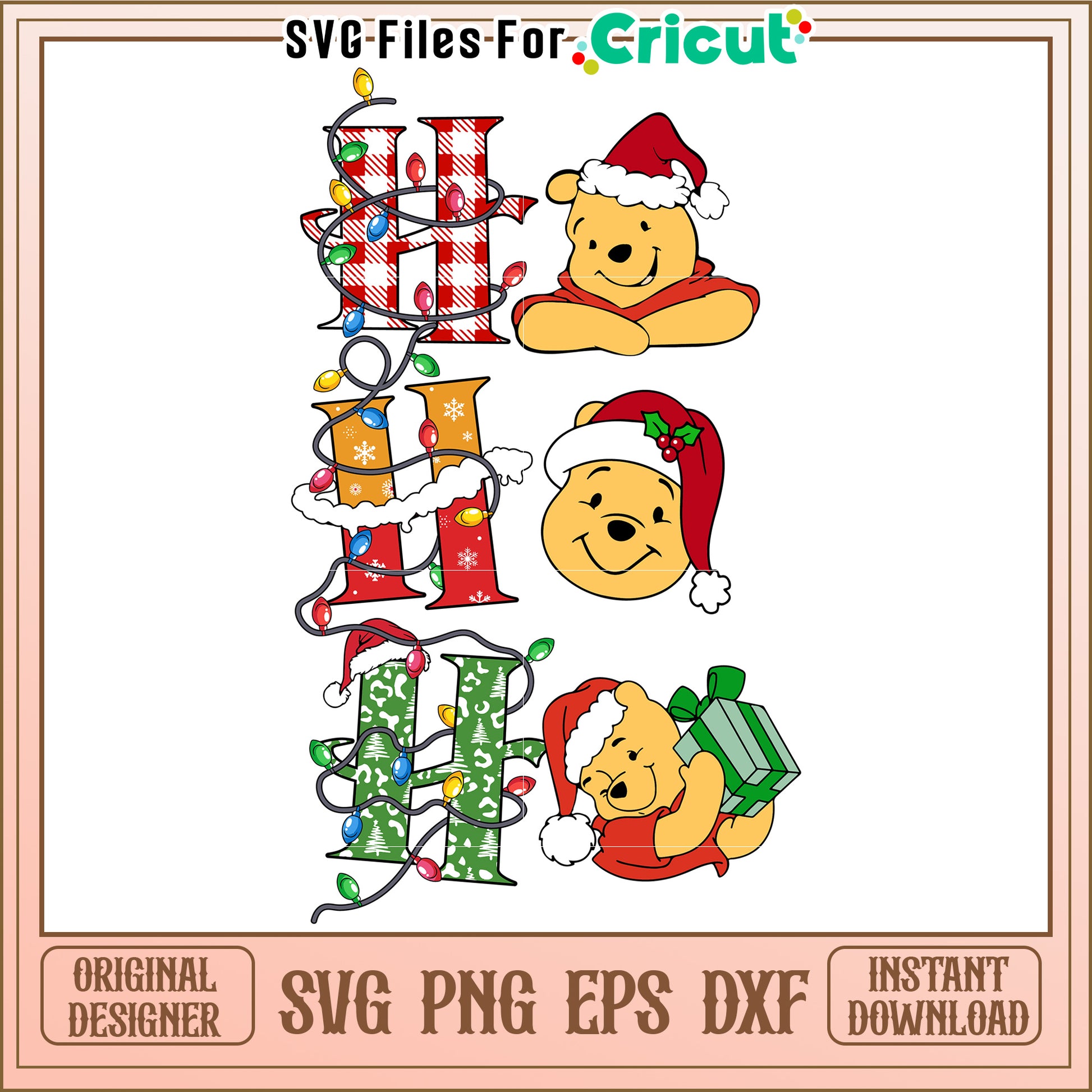 Festive Winnie the Pooh SVG Design for Holiday Crafts and Decor