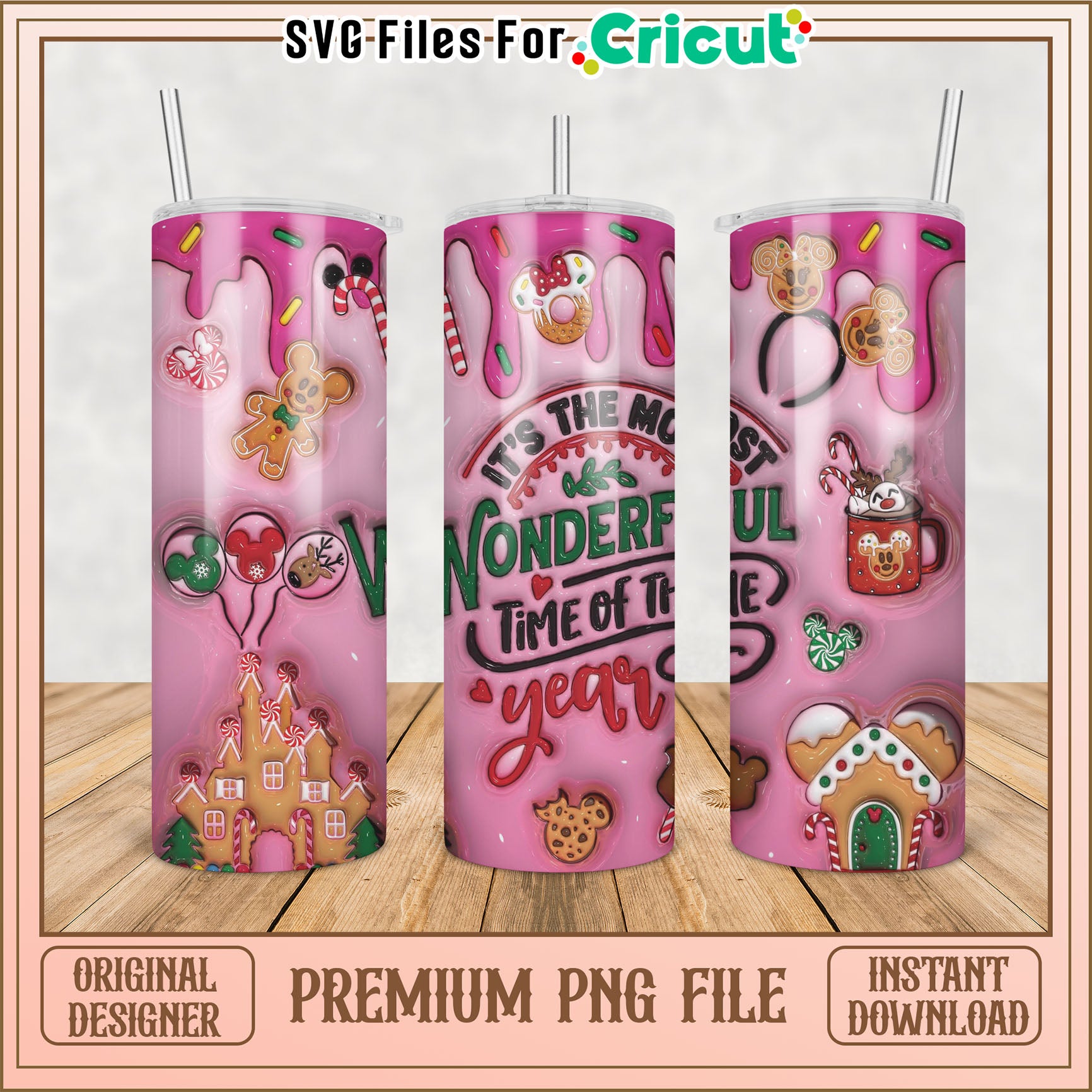 Festive Winter Holiday Tumbler Design PNG for Cricut Projects