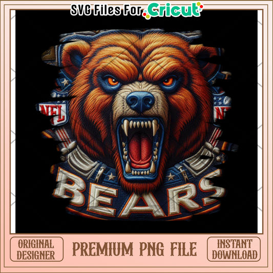 Fierce Bear Graphic for NFL Fans, Premium PNG Instant Download