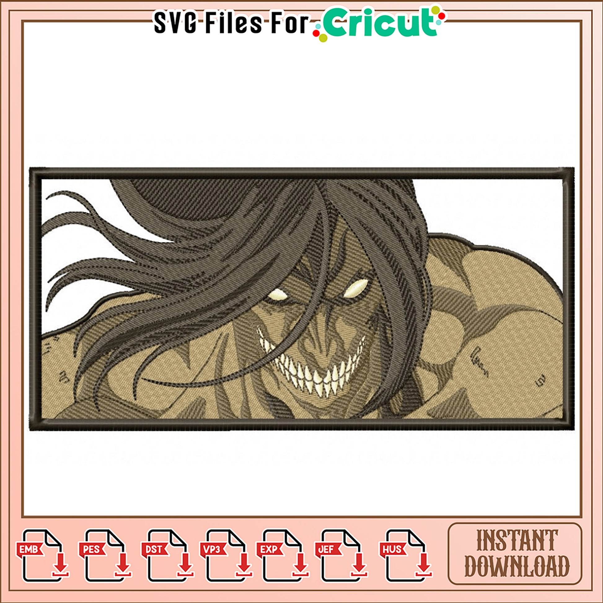 Fierce Monster Embroidery Design Instant Download File