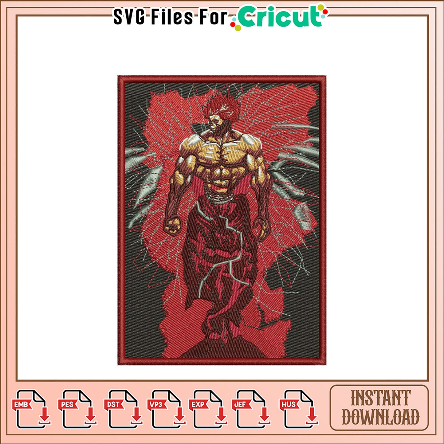 Fierce Warrior Embroidery Design Instant Download