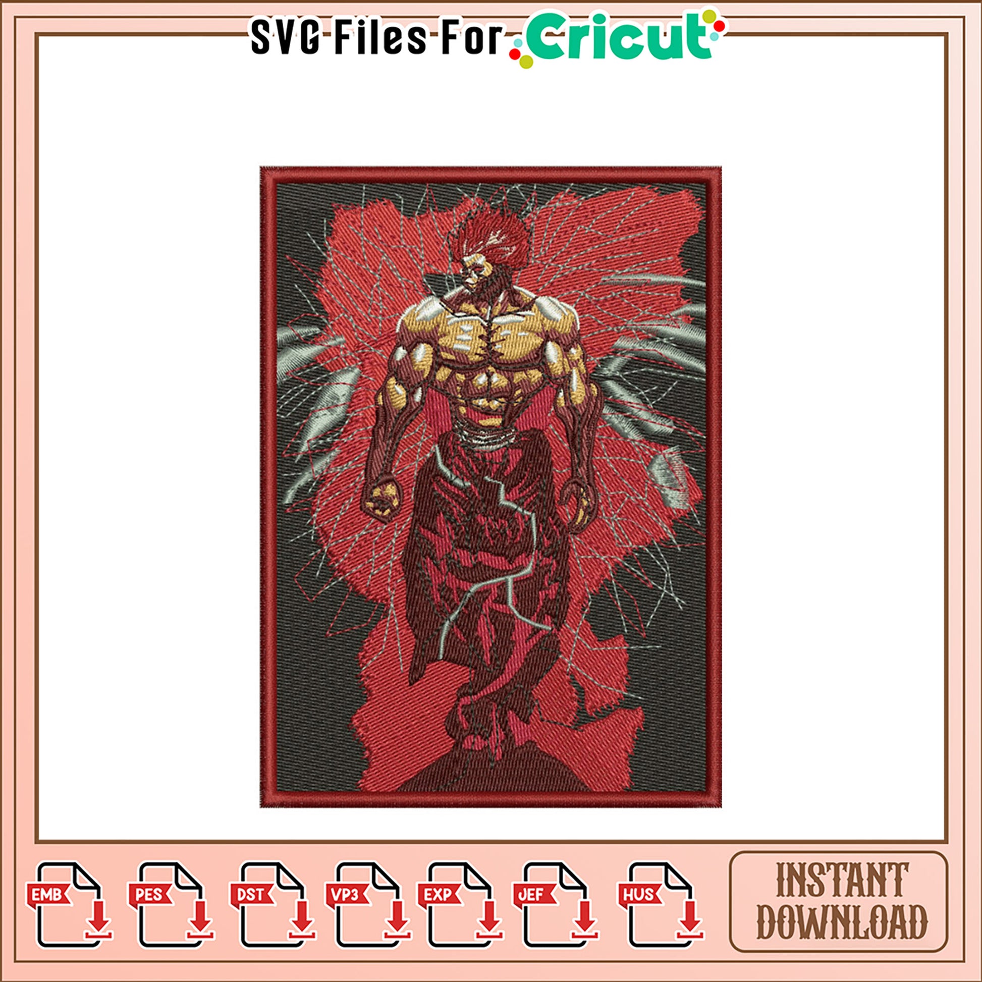 Fierce Warrior Embroidery Design Instant Download