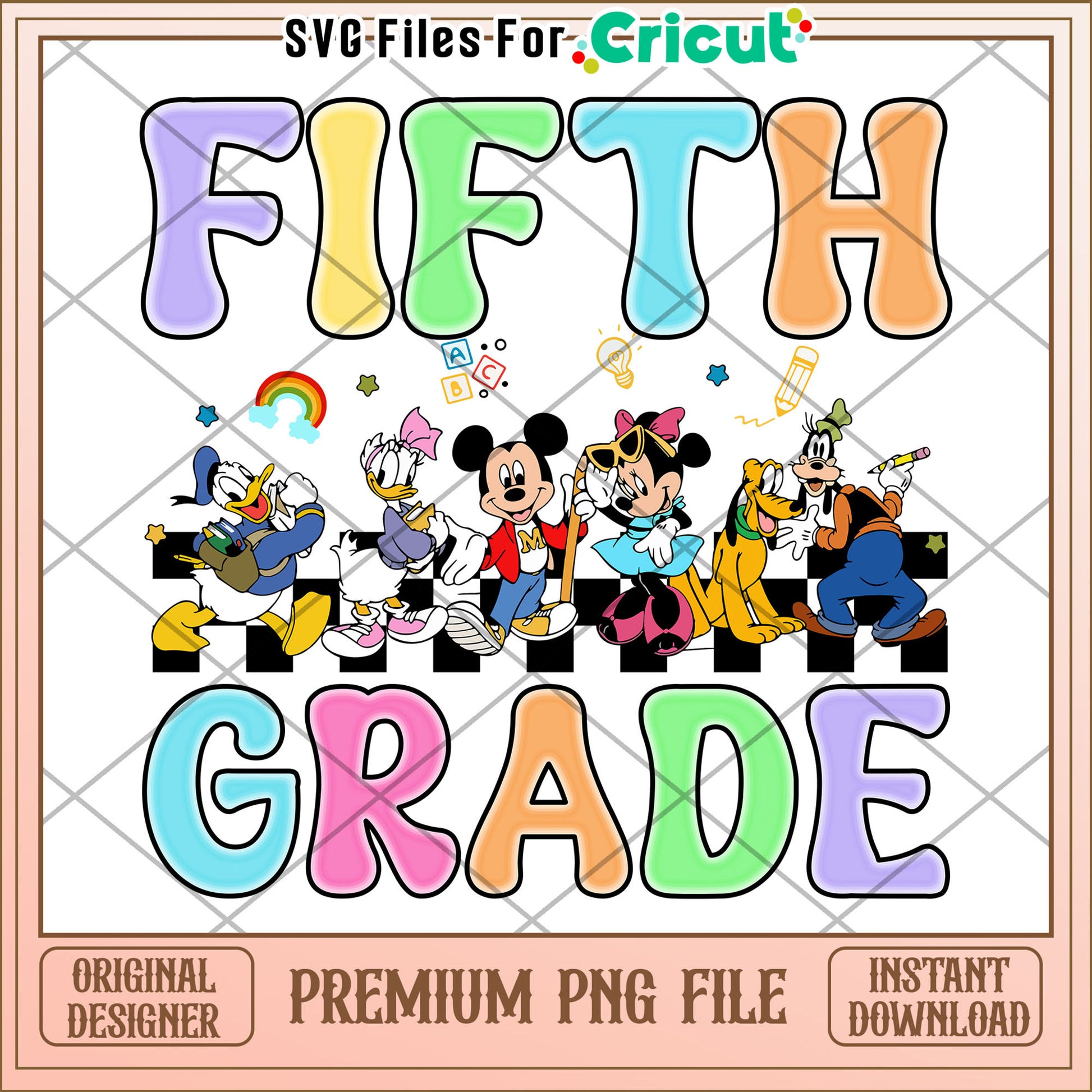 Fifth grade mickey mouse design png, cute design png, back to school time​ png