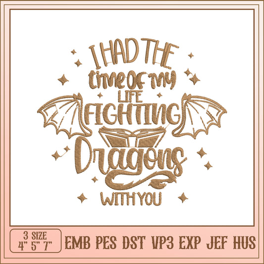 Fighting Dragons Embroidery Design