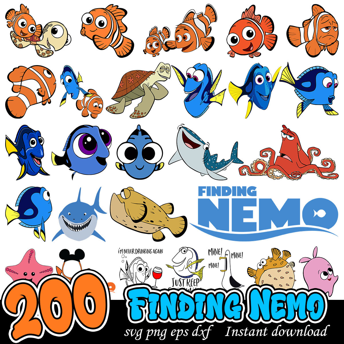 Finding Nemo Bundle Svg, Disney cartoon movies svg bundle