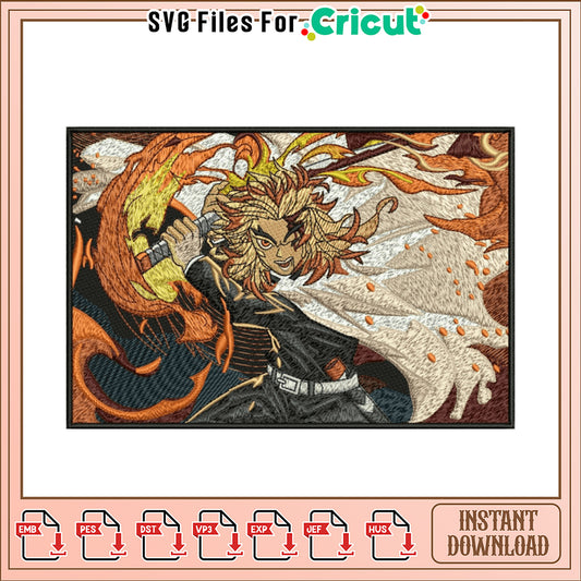 Fire Warrior Embroidery Design for Instant Download