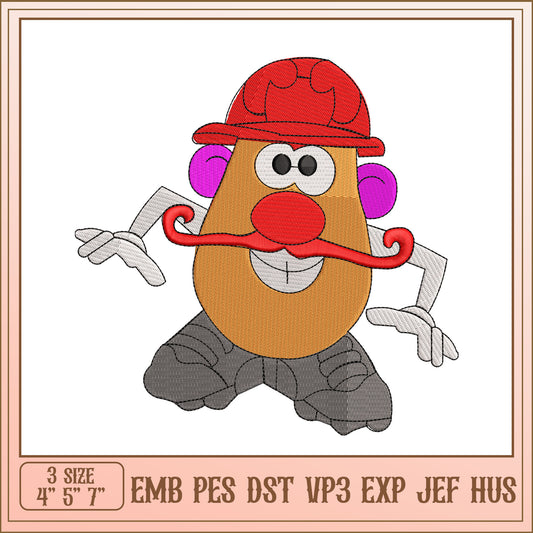 Firefighter Mr Potato Head Embroidery Design