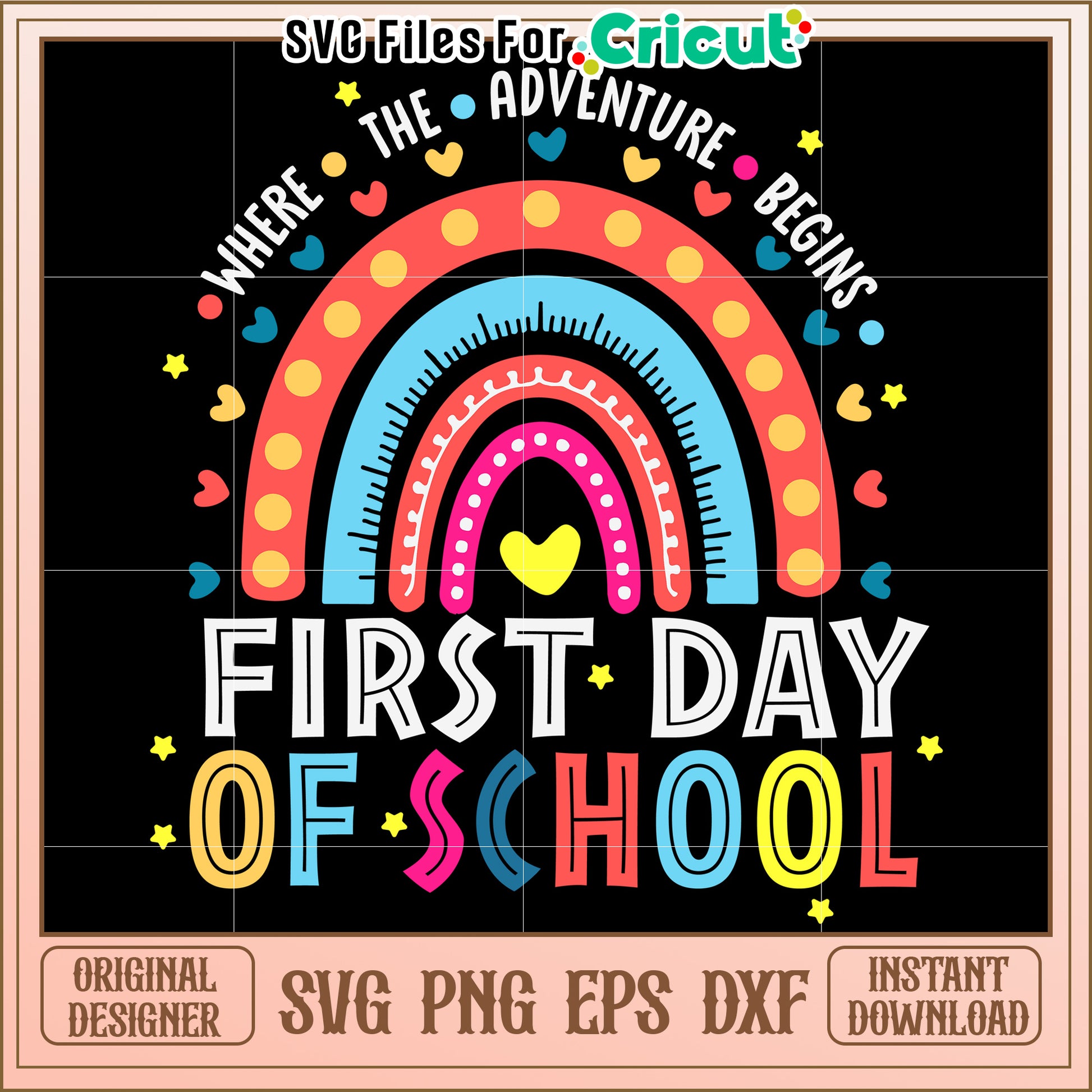 First Day of School Rainbow SVG Cut File