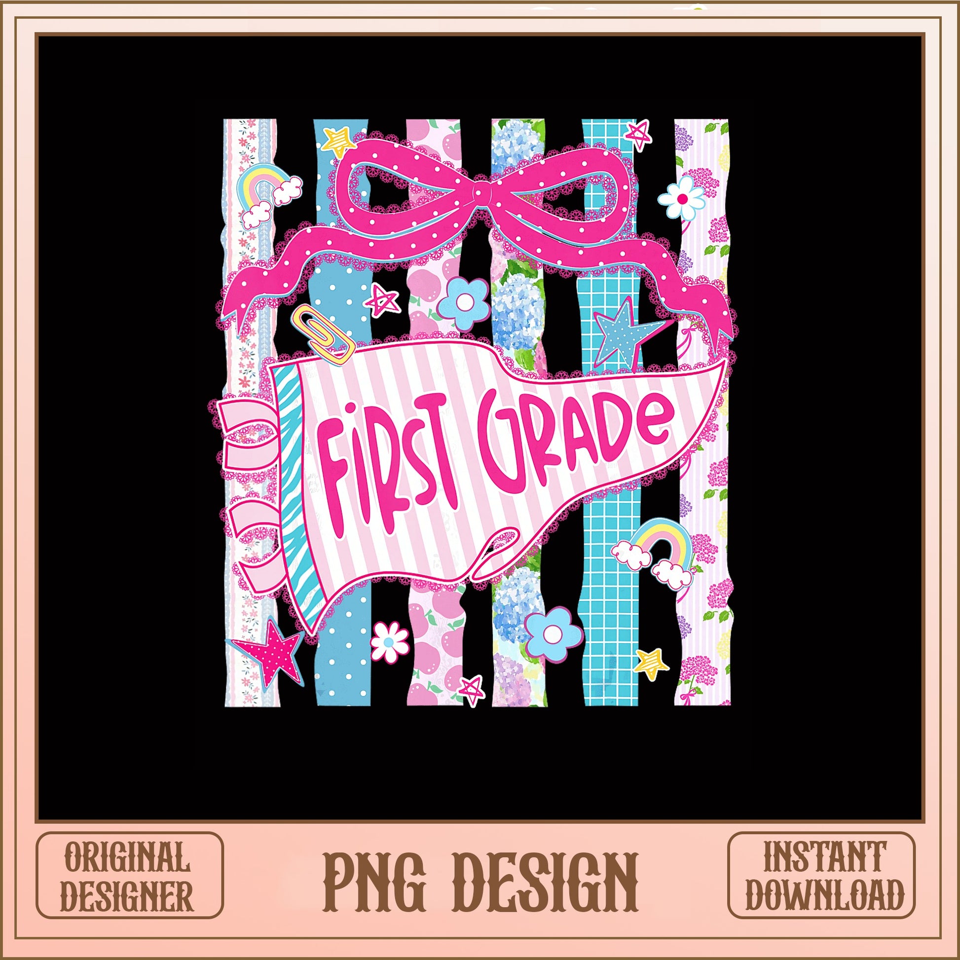 First Grade Coquette PNG, Back To School PNG, Teacher PNG