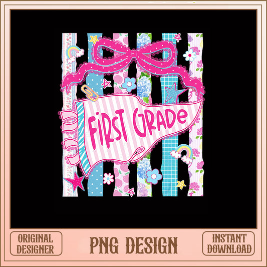 First Grade Coquette PNG, Back To School PNG, Teacher PNG