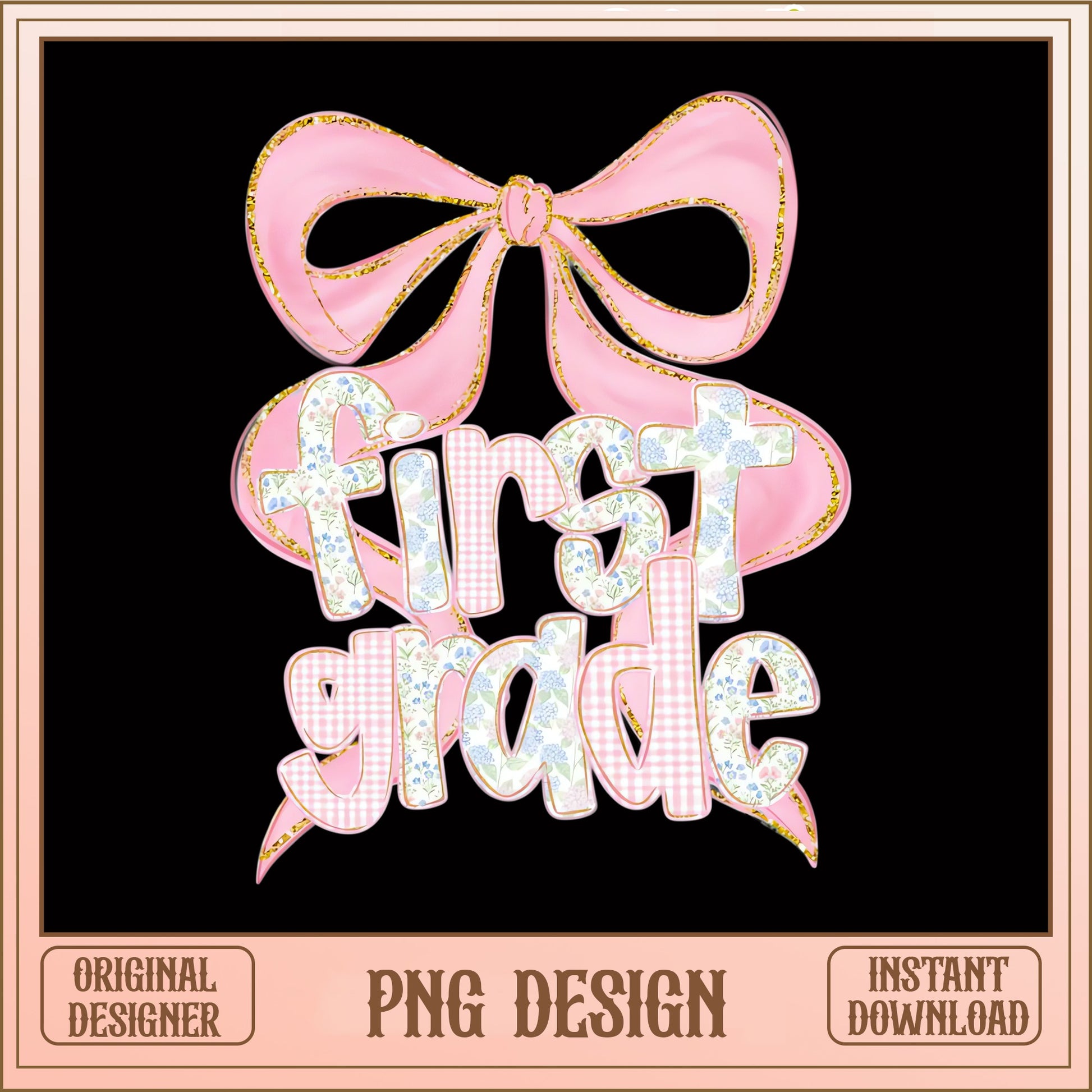 First Grade Pink Bow PNG, Coquette School Girl PNG, Back To School PNG