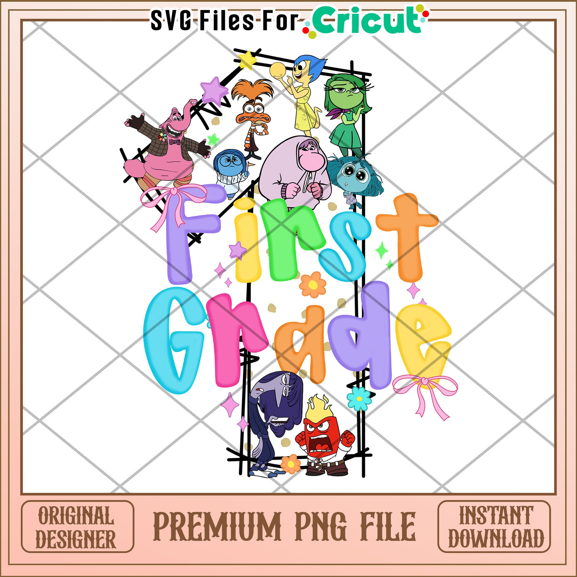 First grade inside out design png, cute design png, back to school time​ png