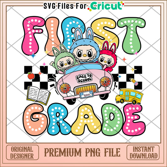 First grade png, labubu doll png, popmart labubu png