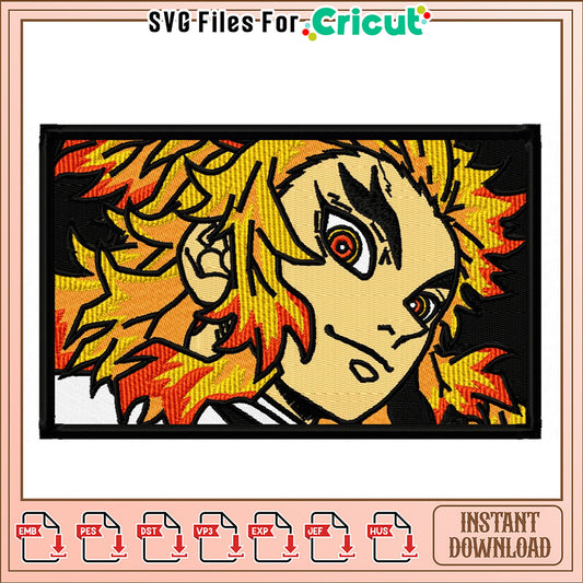 Flame Character Embroidery Design for Creative Projects