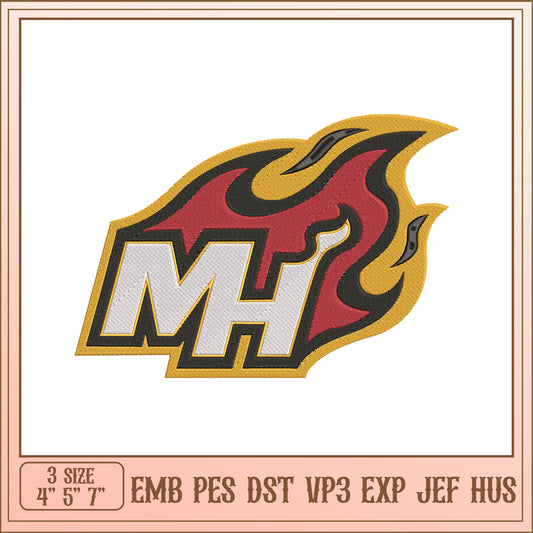 Flaming MH Monogram Embroidery Design