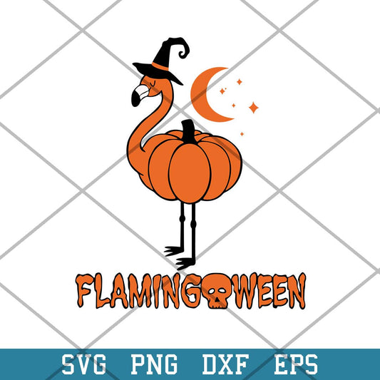 Flamingoween Pumpkin Svg, Falmingo Halloween Svg-Svgfilesforcricut