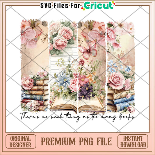 Floral Book Stack PNG Sublimation Design