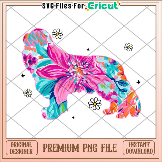 Floral Cavalier King Charles Spaniel PNG